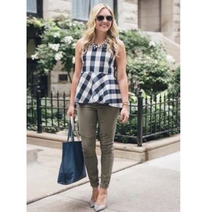 Anthropologie HD in Paris Plaid Blouse Blue White